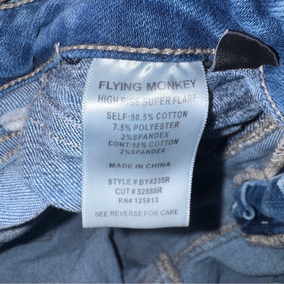 Flying Monkey Womens 23 High Rise Super Flare Bell Bottom Jeans Y2K - Picture 6 of 7